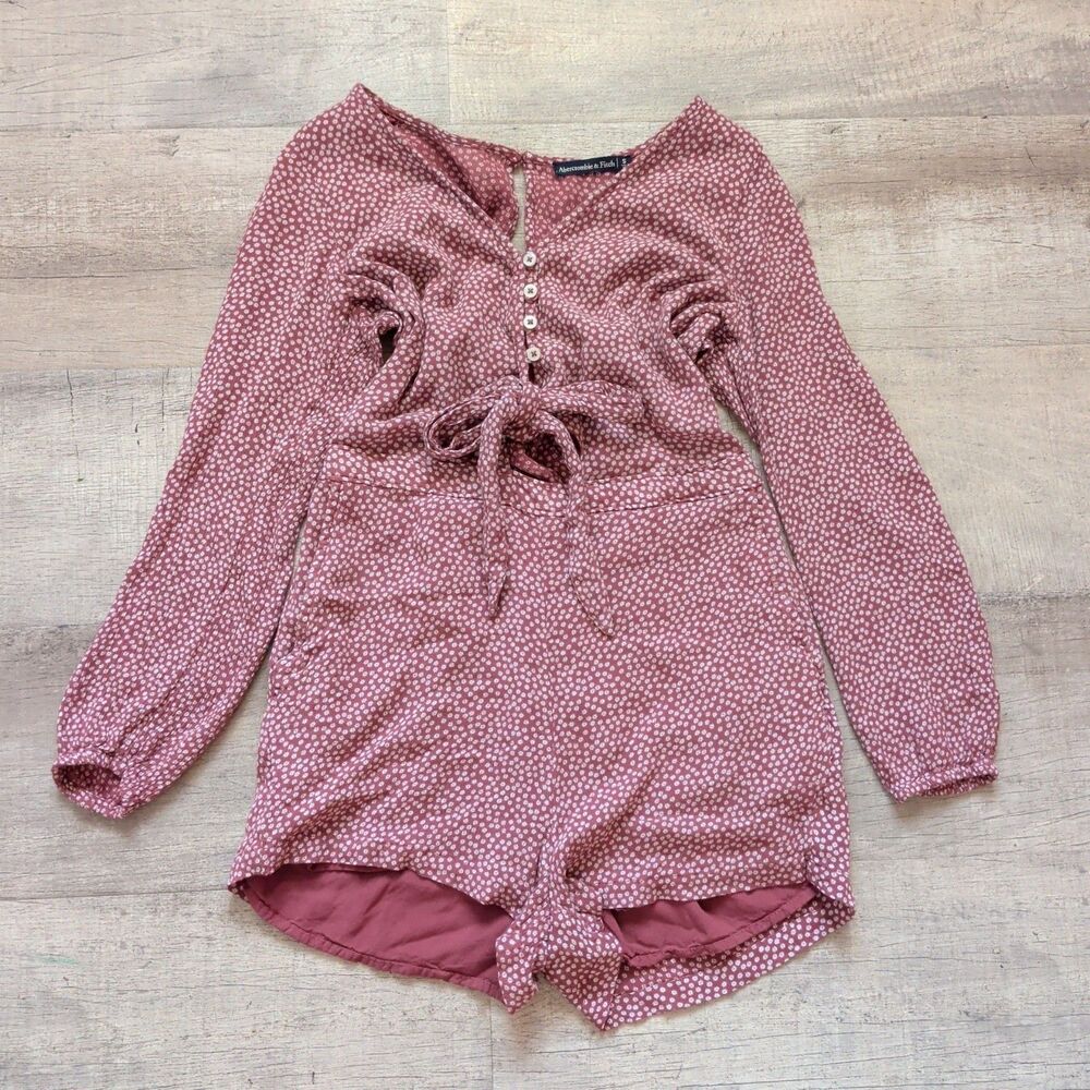 Abercrombie & Fitch Women's Jumpsuit Romper Small S Mauve Floral Viscose